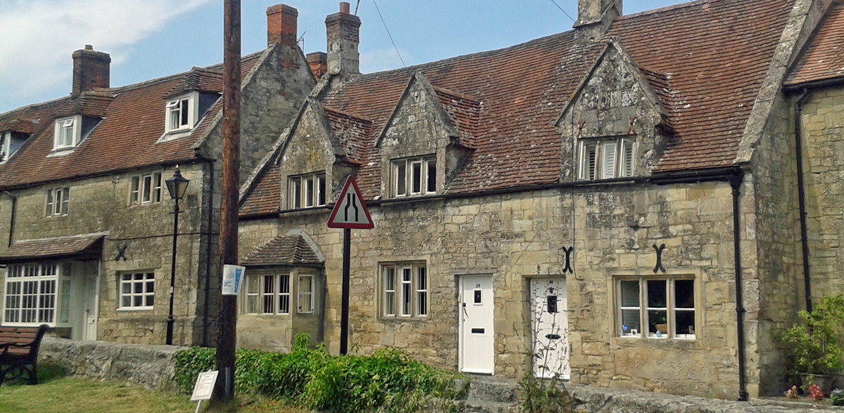 Stone cottages in the village of Tisbury