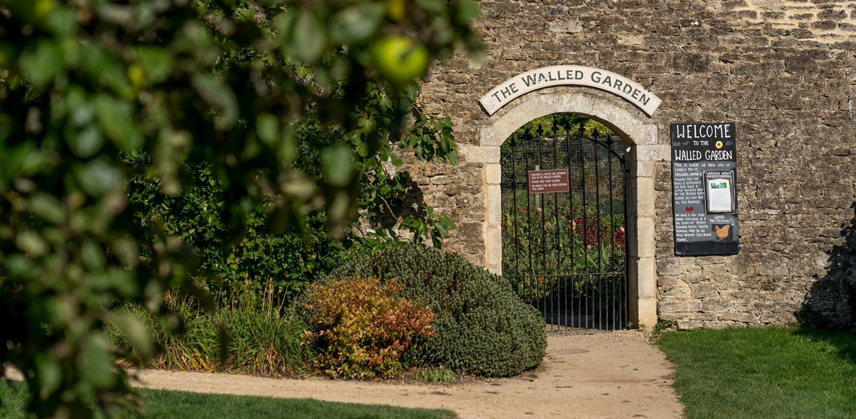 the entrance to the walled garden at Woolley Grange Hotel