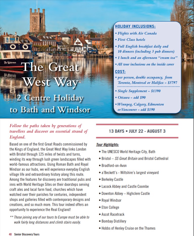 Official Bookable Tour Operators Programmes Great West Way